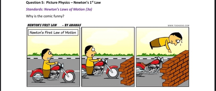 Newton's law of motion comic strip