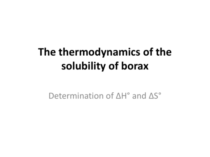 Thermodynamics of the dissolution of borax