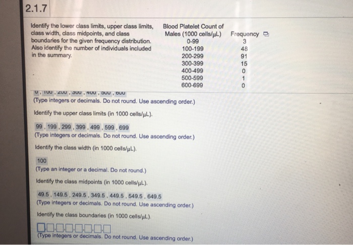 Limits platelet males midpoints