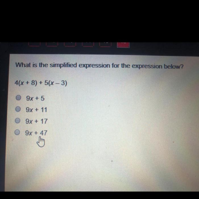 What is the simplified expression for the expression below