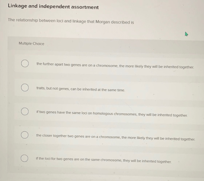 The relationship between loci and linkage that morgan described is